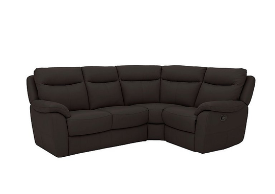 Snug Compact Leather Manual Single Recliner Corner Sofa - Brown- World of Leather