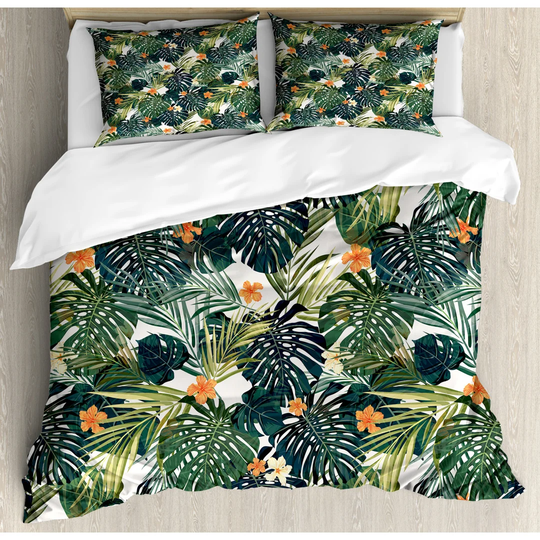 Okehampt Green/Orange Microfibre 350 TC Duvet Cover Set