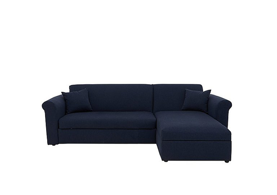 Versatile 2 Seater Fabric Chaise Sofa Bed with Storage with Scroll Arms - Blue