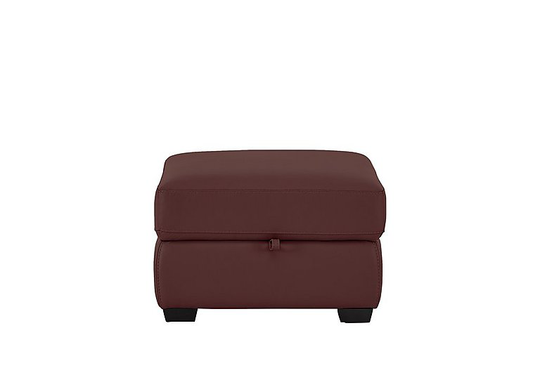 Compact Collection Petit Leather Storage Footstool - Red- World of Leather