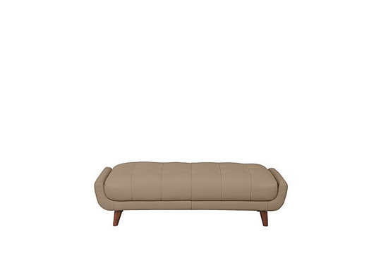 Rene Large Leather Footstool - Beige