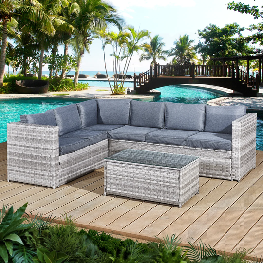 Danali Rattan 6 - Person Sectional Sofa Set with Cushions