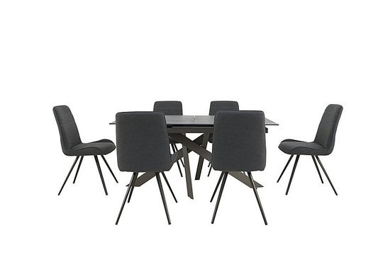Samurai Extending Dining Table and 6 Faux Leather Dining Chairs