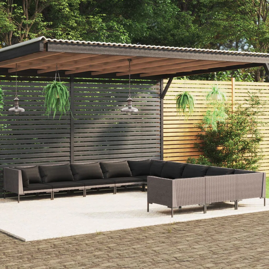 350Cm Wide Outdoor U-Shaped Garden Corner Sofa with Cushions