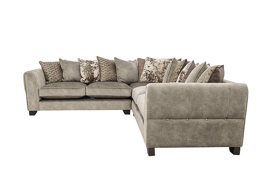 Ariana Large Fabric Pillow Back Corner Sofa - Beige