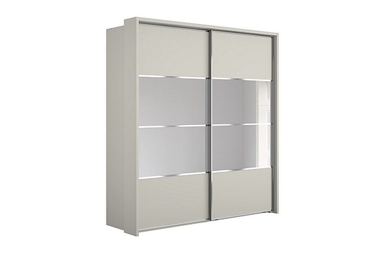 Wiemann - Oakland 210cm Sliding 2 Door Wardrobe with Passe-Partout Frame and Crystal Mirror - Grey