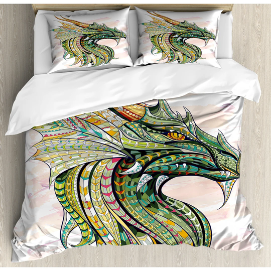 Pagedale White/Green Microfibre 350 TC Duvet Cover Set