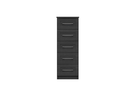 London Bedrooms - Fenchurch 5 Drawer Narrow Chest - Black