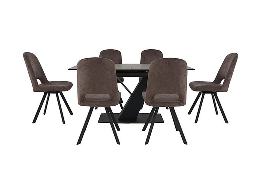 Enterprise Dining Table and 6 Swivel Side Chairs Dining Set