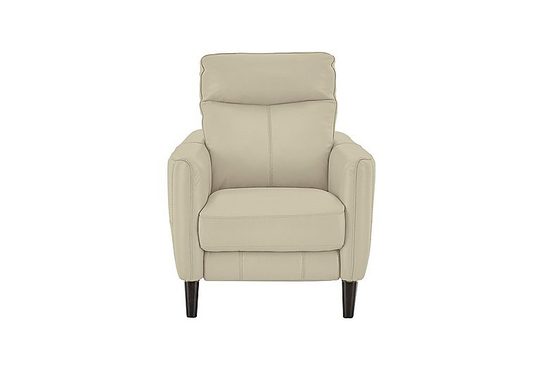 Compact Collection Petit Leather Recliner Armchair - Beige- World of Leather