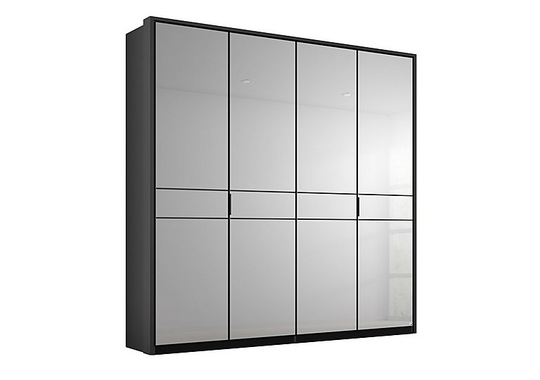 Rauch - Lando Hinged Mirror Wardrobe with LED Lights - 200-cm - Black