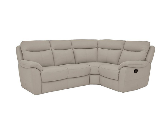 Snug Compact Leather Manual Single Recliner Corner Sofa - Grey- World of Leather