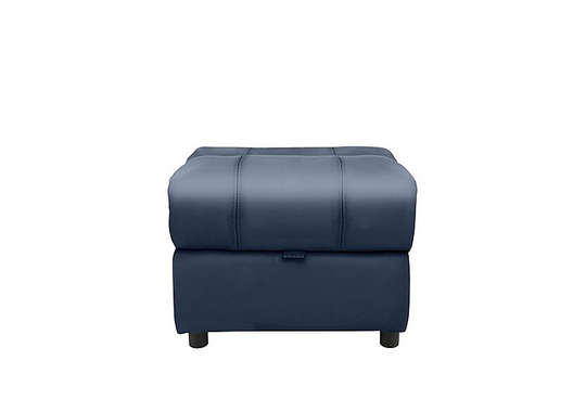 Moreno Leather Storage Footstool - Blue- World of Leather