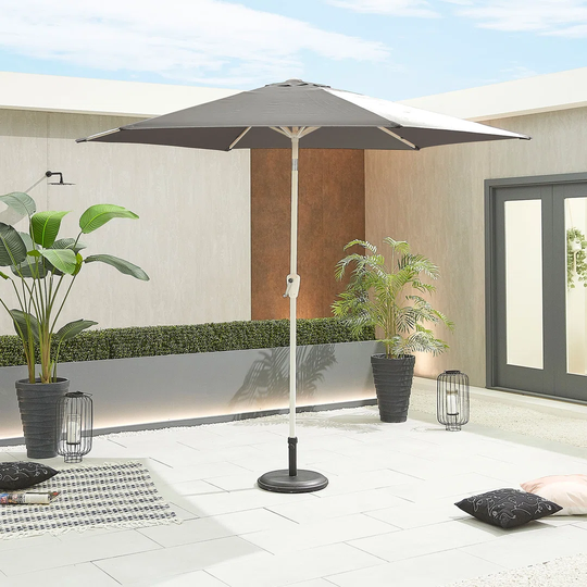 White Antigua Aluminium Parasol - 3M Round - Beige