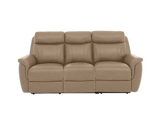 Orlando 3 Seater Leather Power Recliner Sofa with Power Headrests - Beige