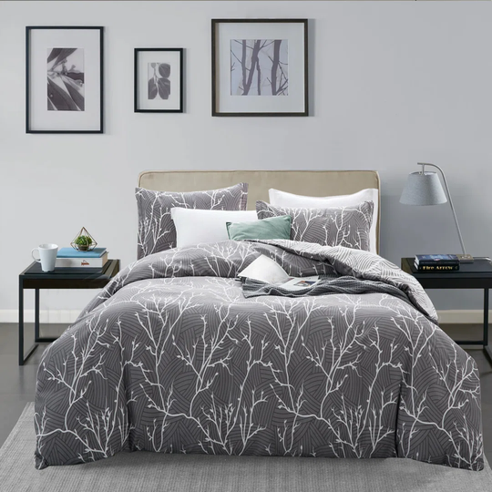 Ijist Grey/White Microfiber 200 TC Duvet Cover Bedding Set