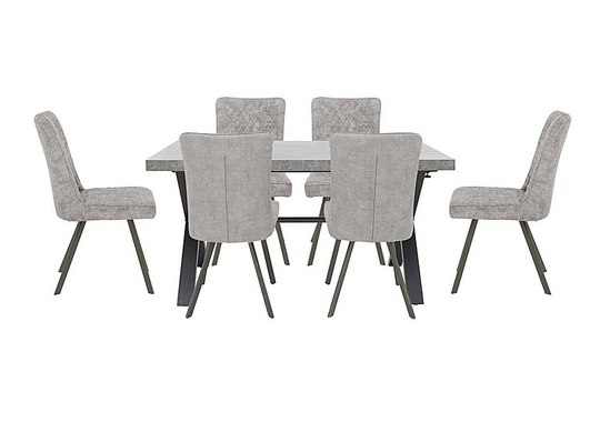 Moon Large Dining Table with 6 Earth Dining Chairs