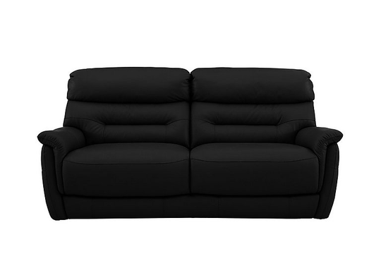 Chicago 3 Seater Leather Sofa - Black- World of Leather