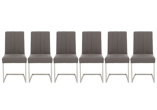Grigio Set of 6 Faux Leather Dining Chairs - Grey