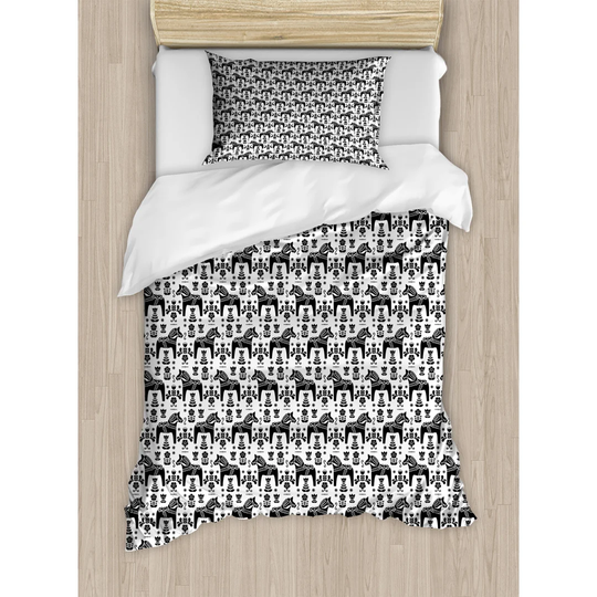 Sinclair Black/White 100% Brushed Microfibre Duvet Cover Set