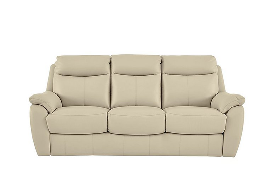 Snug 3 Seater Leather Sofa - Beige- World of Leather
