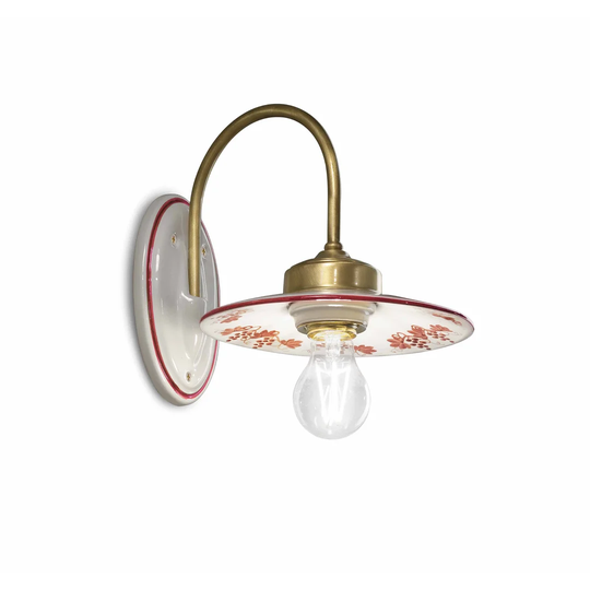 Asti 1 - Light Red/Gold Armed Sconce