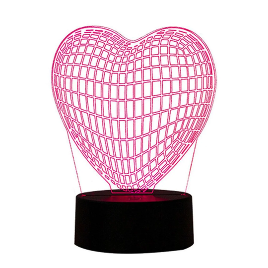 Aquarius Led 3d Colour Changing Hologram Night Light And Desk Lamp - Heart