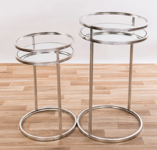 Burrill Metal Mirrored 2 Piece Nest of Tables