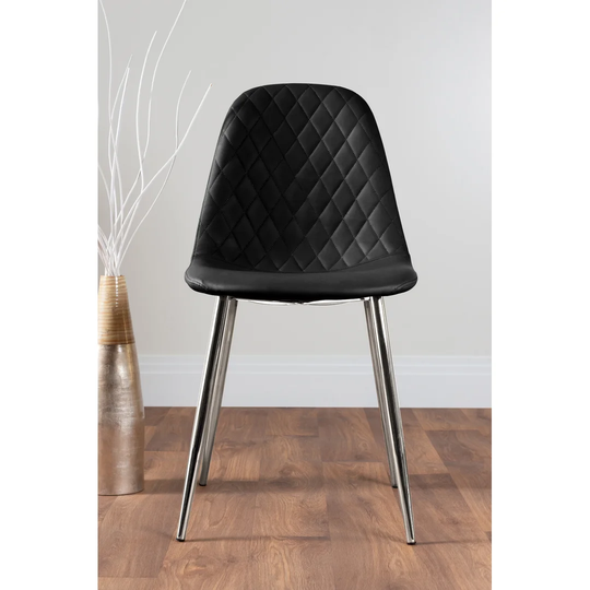 Faux Leather Modern Dining Chairs with Metal Tapered Legs & Diamond Stitching