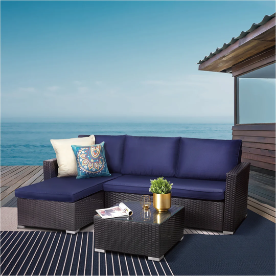 3 Seater Rattan Corner Sofa Set