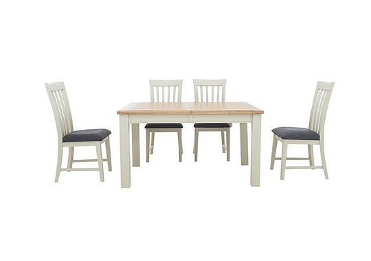 Furnitureland - Angeles Rectangular Extending Dining Table and 4 Wooden Dining Chairs