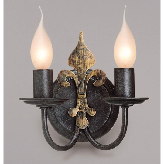 Lyncourt 2 - Light Dimmable Black/Gold Candle Wall Light