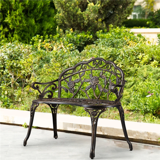 Outdoor metal bench