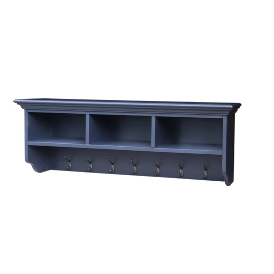 Large Painted Hall Shelf With 7 Hooks Charcoal Grey