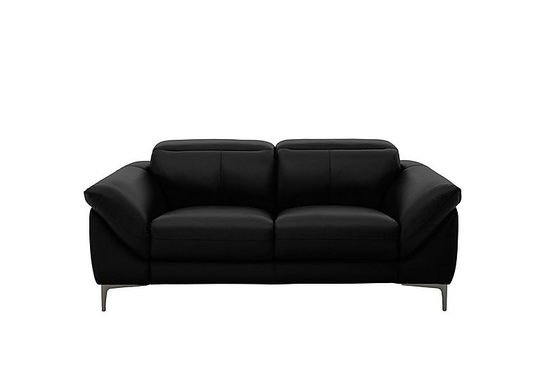Galaxy 2 Seater Power Sofa with Power Headrests - Black- World of Leather