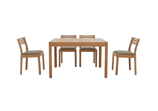 Ercol - Ella Small Extending Dining Table and 4 Dining Chairs - Brown