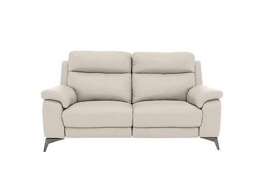 Missouri 2 Seater Leather Recliner Sofa with Power Headrest - White- World of Leather