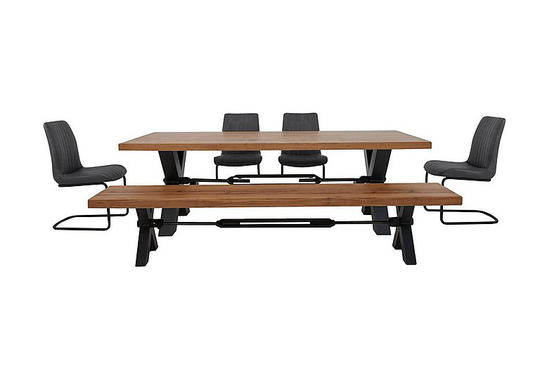 Bodahl - Terra Dining Table, 4 Grey Chairs and Bench Dining Set