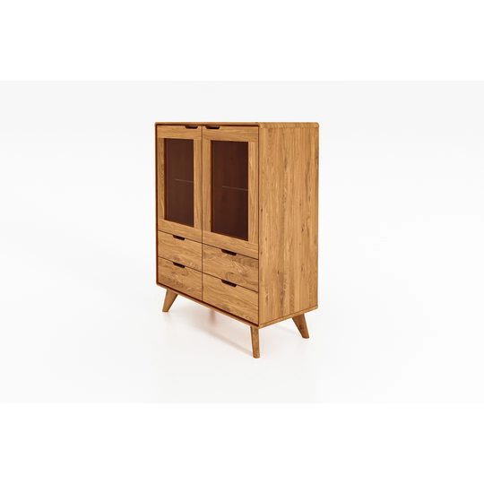 Edita 90 Cm Wide 4 Drawer Oak Solid Wood Sideboard