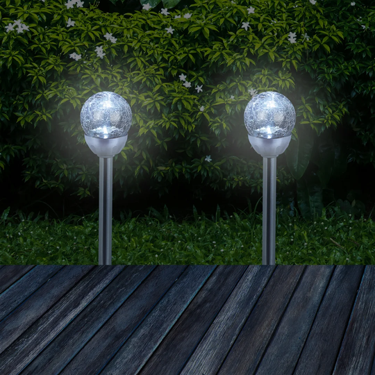 Lavallie Silver Solar Powered Integrated LED Metal Pathway lights