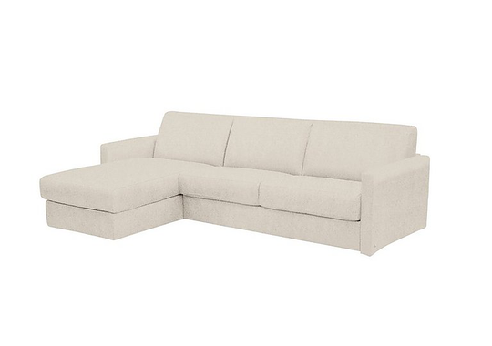 Nicoletti - Alcova 3 Seater Fabric Sofa Bed with Storage Chaise with Slim Arms - Beige