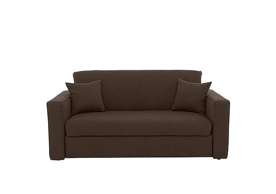 Versatile 2 Seater Fabric Sofa Bed with Box Arms - Brown