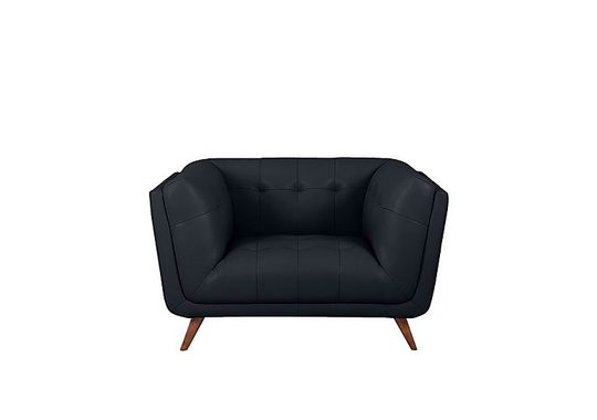 Rene Leather Cuddler Sofa - Blue