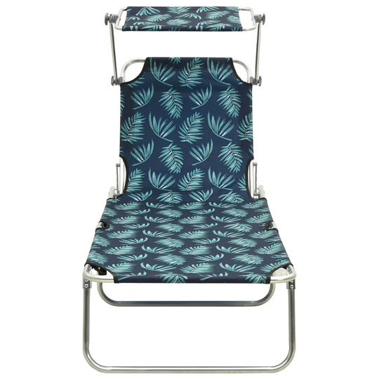Folding Sun Lounger With Canopy Steel 1
