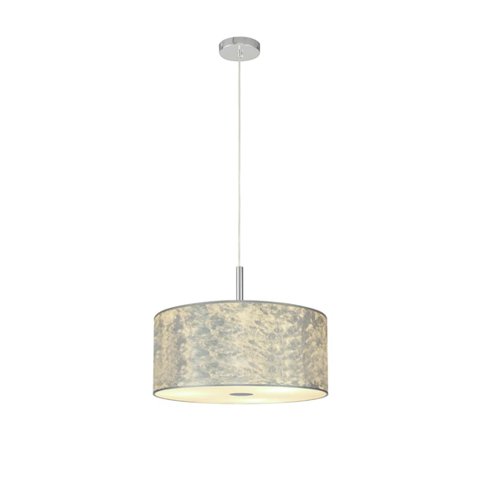 Baymont Polished Chrome 3M 3 Light E27 Single Pendant With 400Mm Silver Leaf Shade With Frosted Acrylic Diffuser With Polished Chrome Centre
