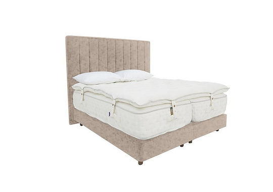 Harrison Spinks - Yorkshire 40,000 Shallow Divan Set with Zip and Link Mattress with Mattress Topper - Super King - Beige