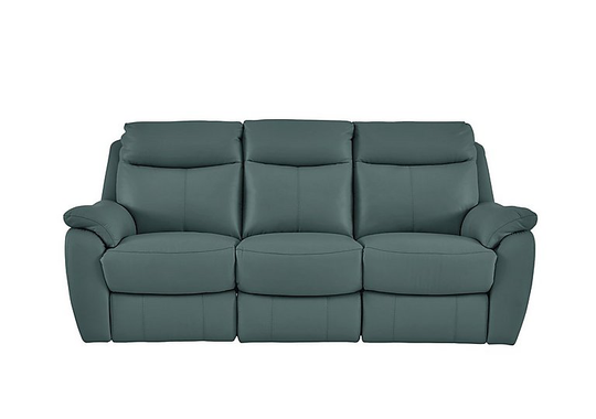 Snug 3 Seater Leather Manual Recliner Sofa - Green- World of Leather
