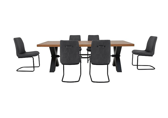 Bodahl - Terra Dining Table and 6 Grey Chairs - Brown