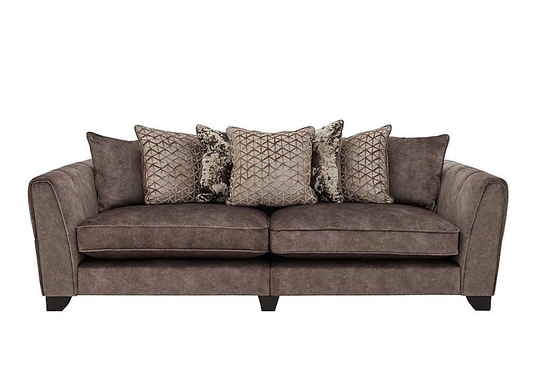 Ariana 4 Seater Fabric Pillow Back Sofa - Brown
