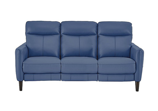 Compact Collection Petit 3 Seater Leather Sofa - Blue- World of Leather